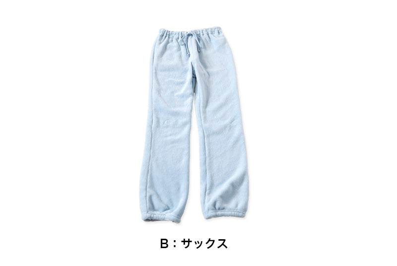 ルームパンツ レディース パジャマ ボトム もこもこ 部屋着 ルームウェア マイクロファイバー 水色 LL かわいい ふわふわ ズボン 冬 冷え防止 LL (在庫限り)