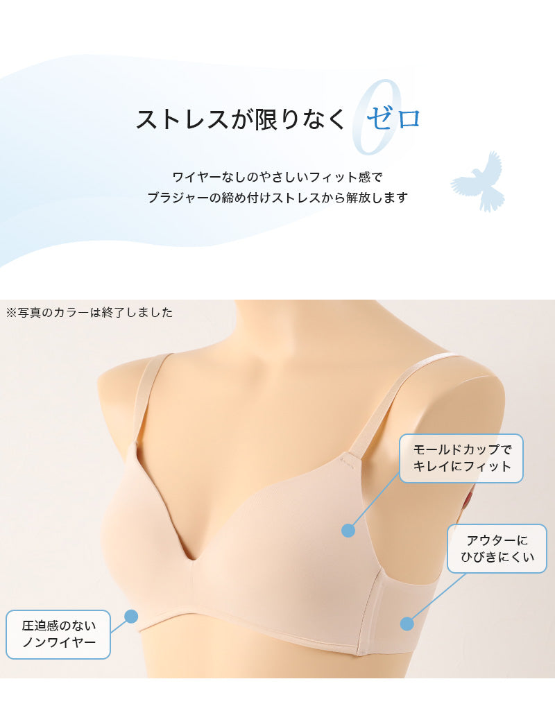 ノンワイヤーブラ ノンワイヤー ブラジャー レディース シームレスブラ M~LL 無地 下着 ナノストレス 女性 モールドブラ ひびきにくい 楽 インナー ワイヤレス