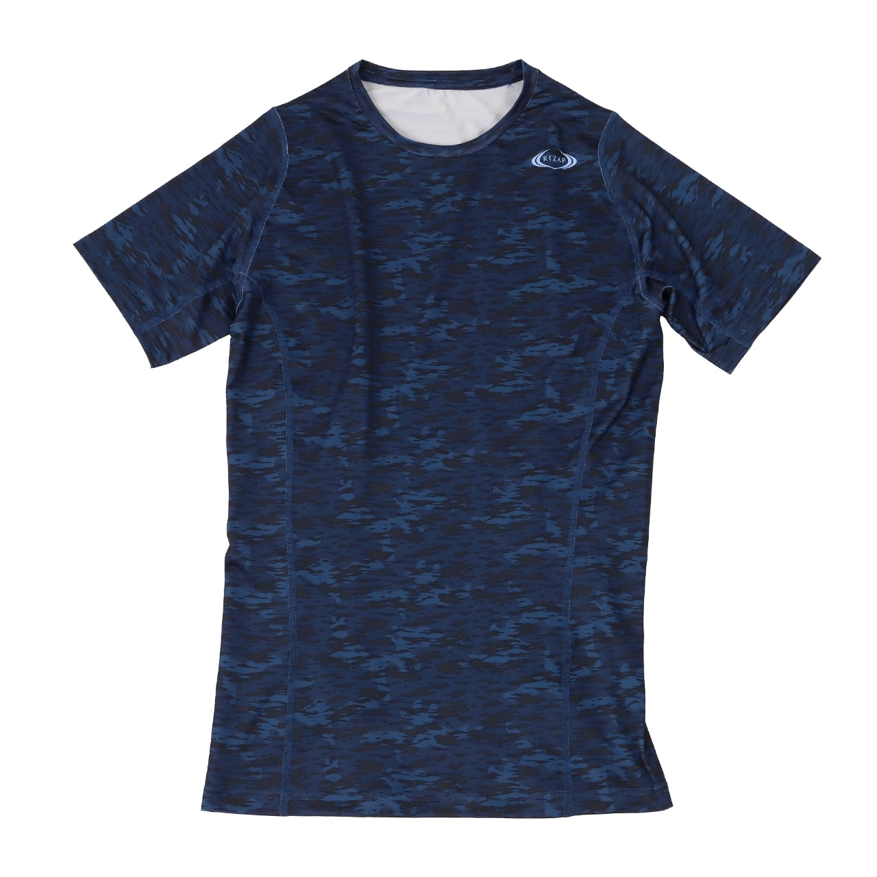 ライザップ メンズ コンプレッション 半袖Tシャツ M~LL (RIZAP 男性 紳士 スポーツ ヨガ フィットネス トレーニング 筋トレ ジム 運動 インナー 黒 総柄) (在庫限り)