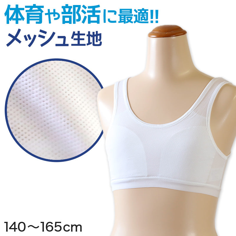 ハーフトップ メッシュ 運動 スポーツ 下着 女子 140cm~165cm (スポーツブラ 中学生 ジュニア スポブラ 女の子 女子 体育 部活 インナー) (在庫限り)