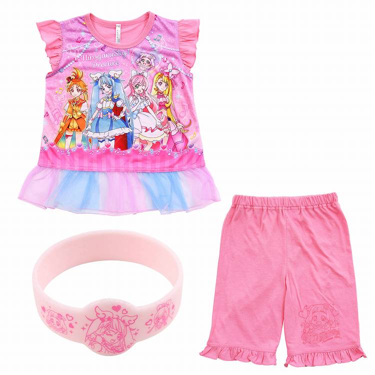プリキュア パジャマ 光るパジャマ 半袖 ひろがるスカイ! 上下セット 100cm~130cm 女児 キッズ 女の子 子供 夏 入園祝い 入園準備 (在庫限り)