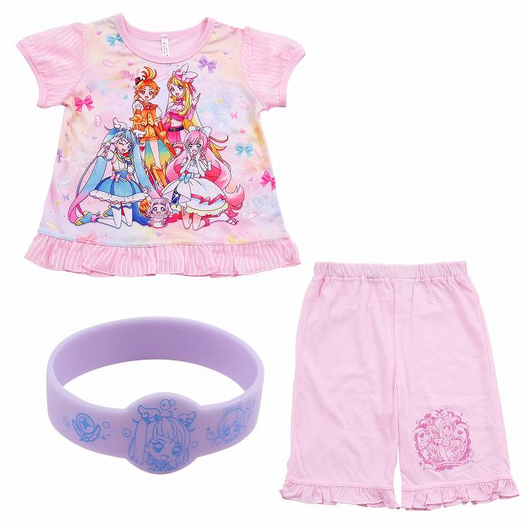 プリキュア パジャマ 光るパジャマ 半袖 ひろがるスカイ! 上下セット 100cm~130cm 女児 キッズ 女の子 子供 夏 入園祝い 入園準備 (在庫限り)