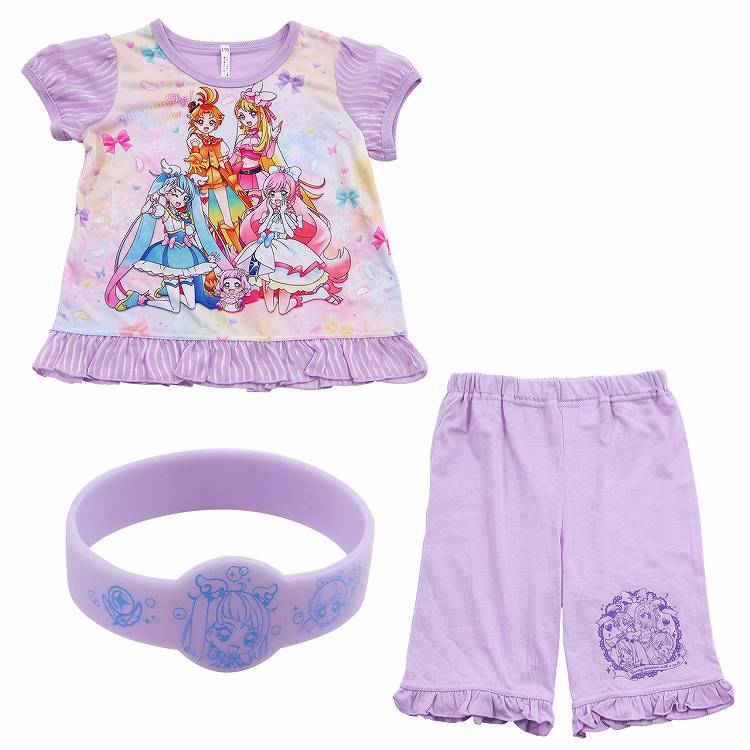 プリキュア パジャマ 光るパジャマ 半袖 ひろがるスカイ! 上下セット 100cm~130cm 女児 キッズ 女の子 子供 夏 入園祝い 入園準備 (在庫限り)