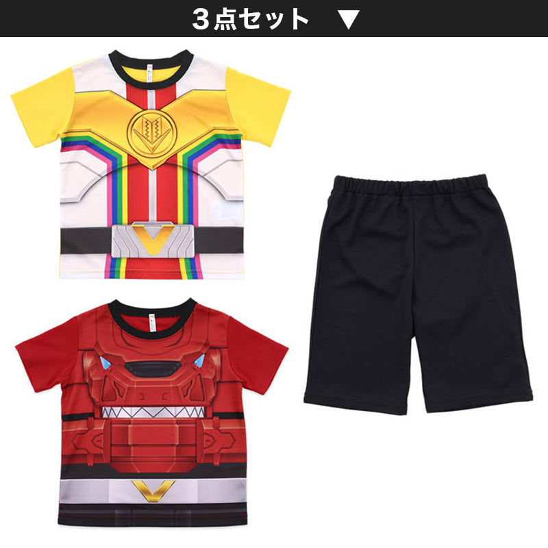 ゼンカイジャー パジャマ 半袖 男児 変身パジャマ 3点セット 100cm~130cm (110cm 120cm ゼンカイザー ゼンカイジュラン 戦隊ヒーロー 上下セット) (在庫限り)