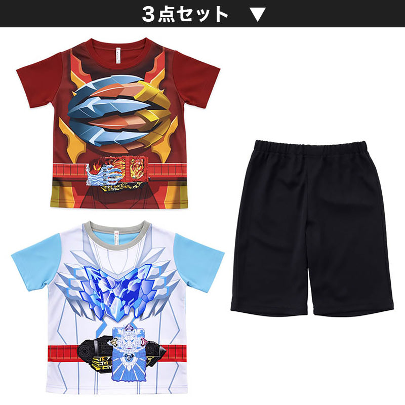 仮面ライダーセイバー パジャマ 半袖 男児 変身パジャマ 3点セット 100cm~130cm (110cm 120cm 上下セット 仮面ライダーブレイズ セイバー なりきり パジャマ) (在庫限り)