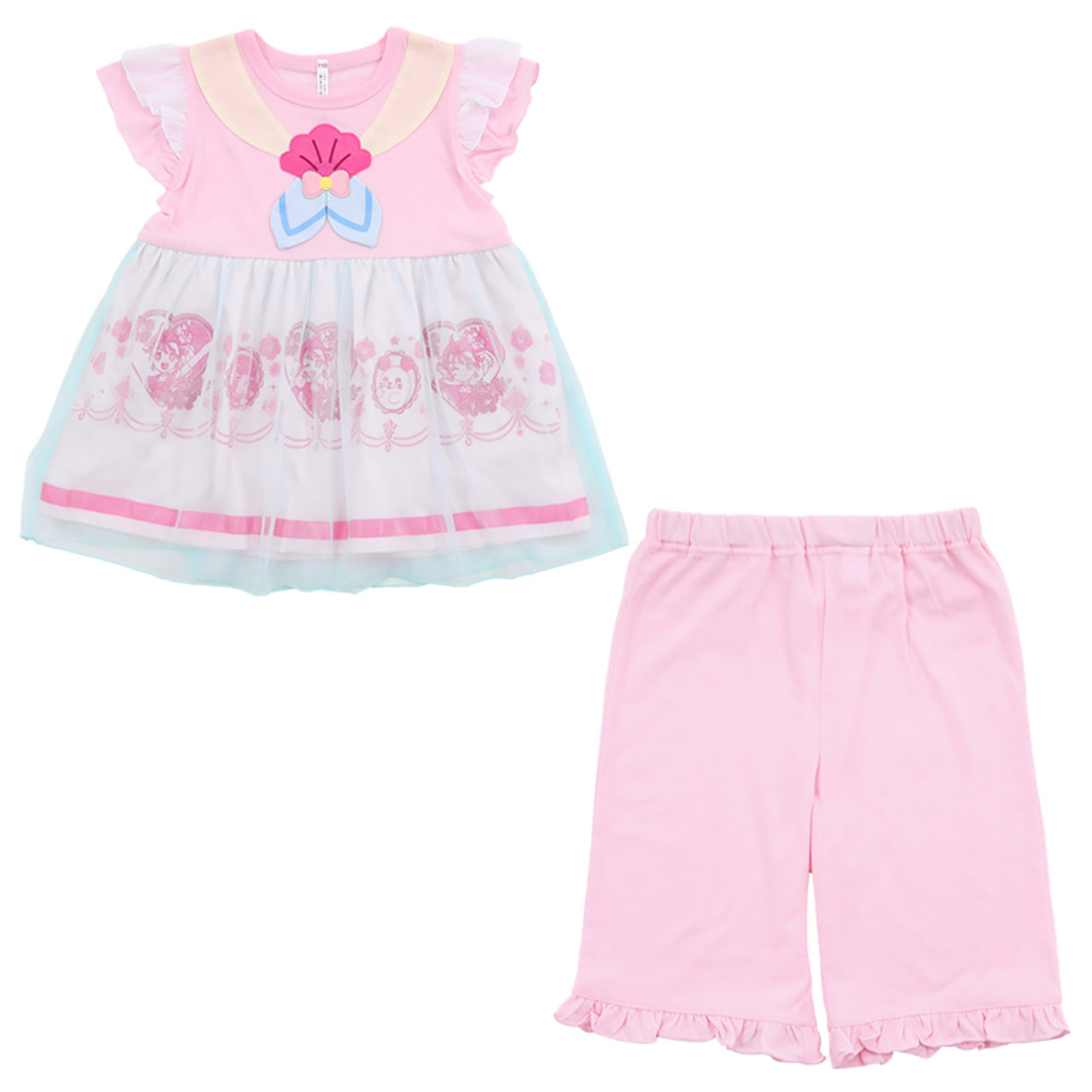 トロピカルージュプリキュア パジャマ 半袖 女児 変身パジャマ 上下セット 100cm~130cm (110cm 120cm 夏用 セットアップ 入園祝い プリキュア トロピカルージュ!プリキュア) (在庫限り)