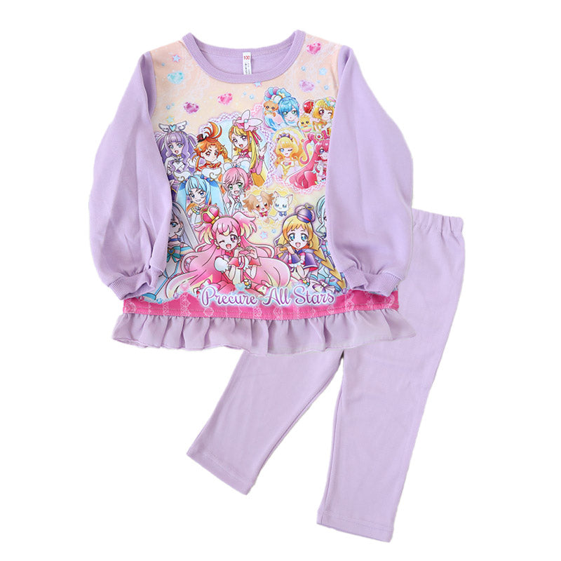光るパジャマ プリキュア パジャマ 長袖 女の子 キッズ トレーナー 光る 上下セット 100cm~130cm 110cm 120cm 女児 子供服 春 秋 子供 長ズボン お泊り保育 わんだふるぷりきゅあ