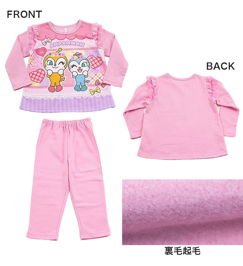 パジャマ キッズ 女の子 ドキンちゃん 長袖 光るパジャマ 裏毛起毛 95cm~110cm (コキンちゃん 100cm 95cm 裏起毛 あったか アンパンマン ルームウェア 女児) (在庫限り)
