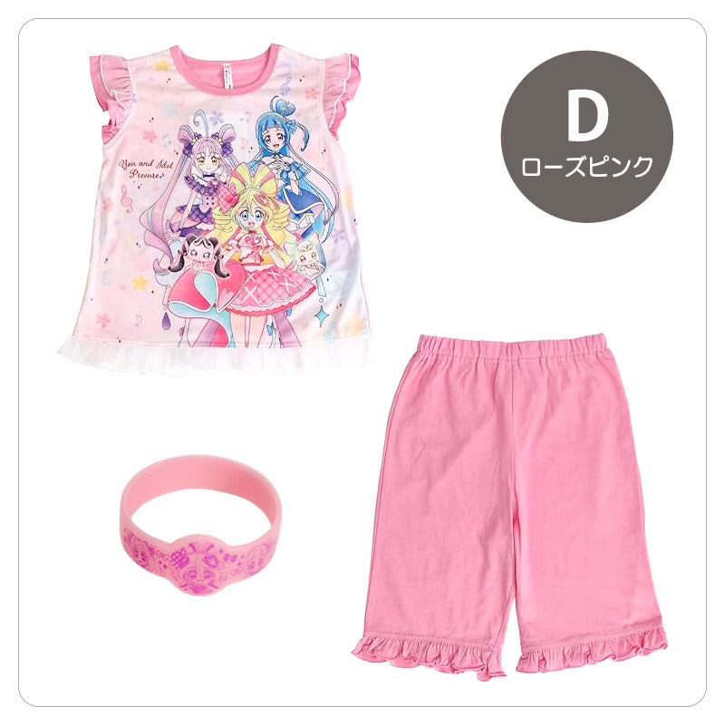 光るパジャマ プリキュア 半袖 パジャマ 女の子 キッズ 夏 キミとアイドルプリキュア 100cm~130cm 110cm 120cm 女児 子供 部屋着 ルームウェア 小学生 幼稚園 入園祝い 入園準備 キャラクター フリル (在庫限り)