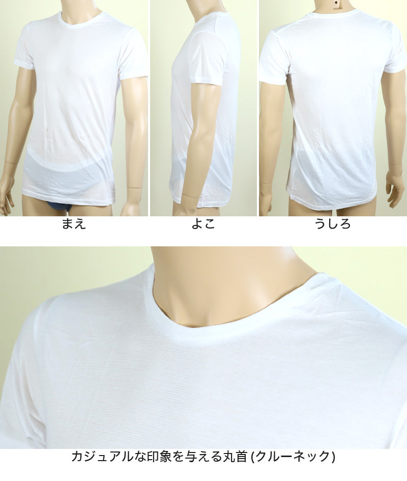 メンズ 半袖丸首Tシャツ 天竺 ナノイオン M~LL (インナー 紳士肌着 男 アンダーウェア) (在庫限り)