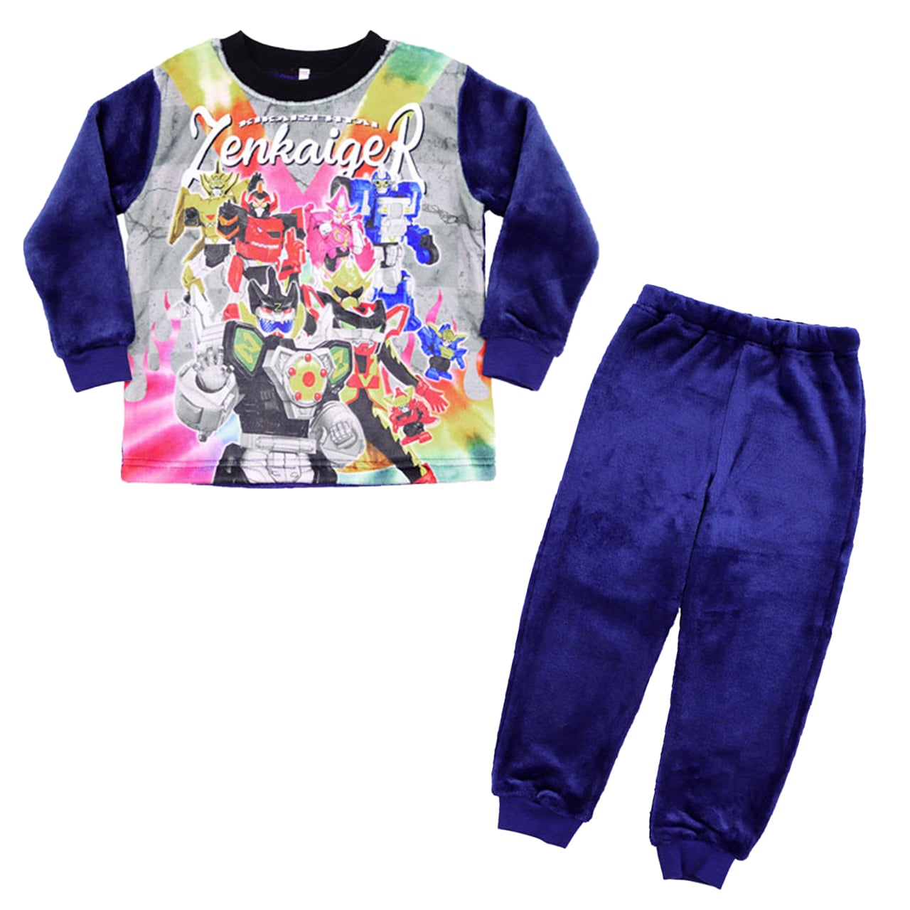 機界戦隊ゼンカイジャー パジャマ 長袖 上下セット 100cm~130cm (ゼンカイジャー フリース もこもこ 110cm 120cm 男児 冬用 お泊り保育 戦隊ヒーロー) (在庫限り)