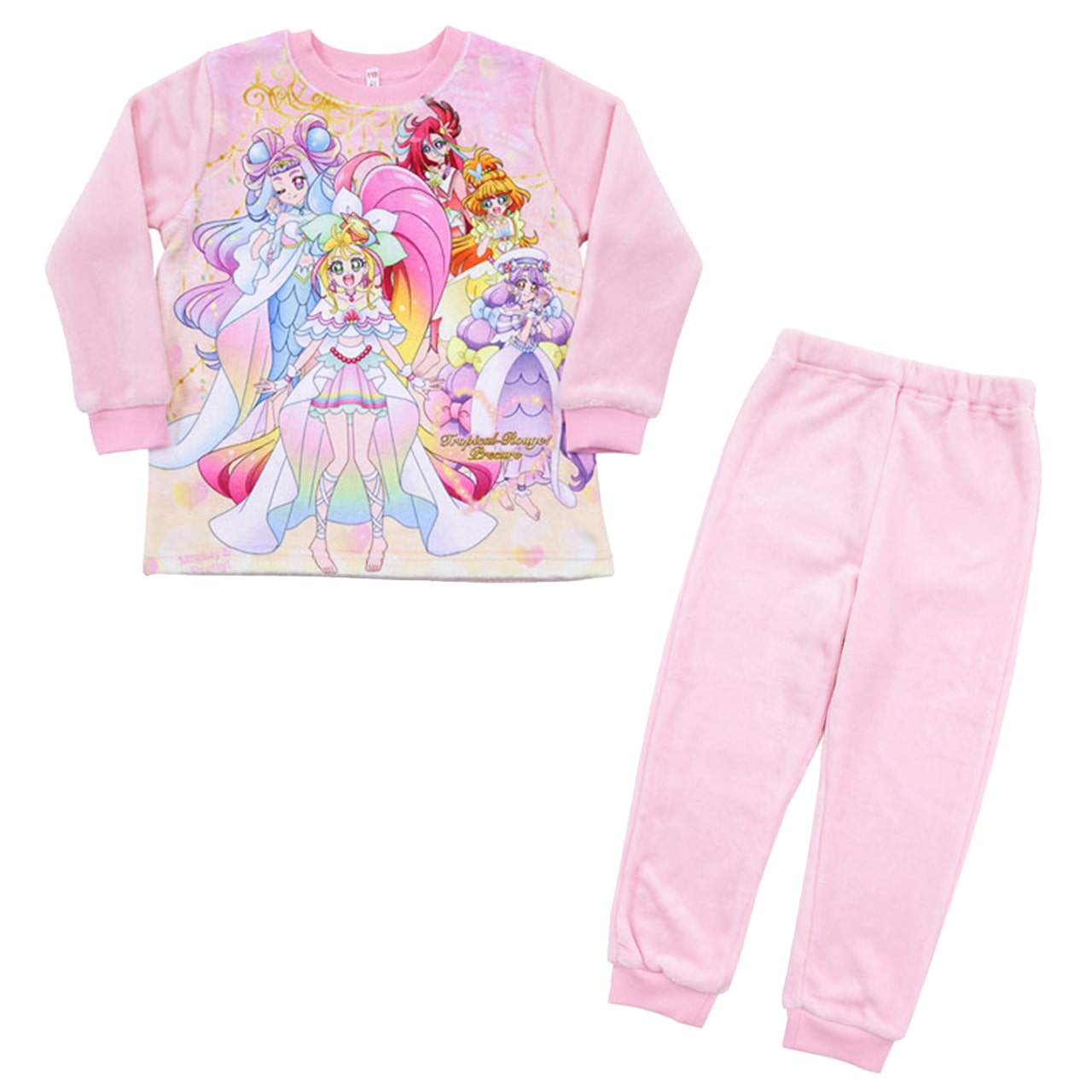 トロピカルージュ プリキュア パジャマ 長袖 上下セット 100cm~130cm (トロピカルージュプリキュア もこもこ フリース 110cm 120cm 女児 冬用 お泊り保育 トロピカル~ジュプリキュア トロプリ) (在庫限り)