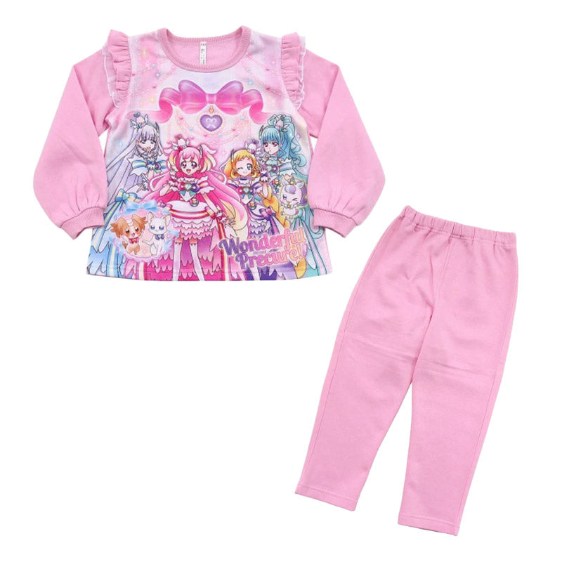 光るパジャマ プリキュア パジャマ 裏起毛 長袖 女の子 キッズ トレーナー 光る 冬 上下セット 100cm~130cm 110cm 120cm 女児 子供 わんだふるぷりきゅあ! ひろがるスカイ!プリキュア お泊り保育