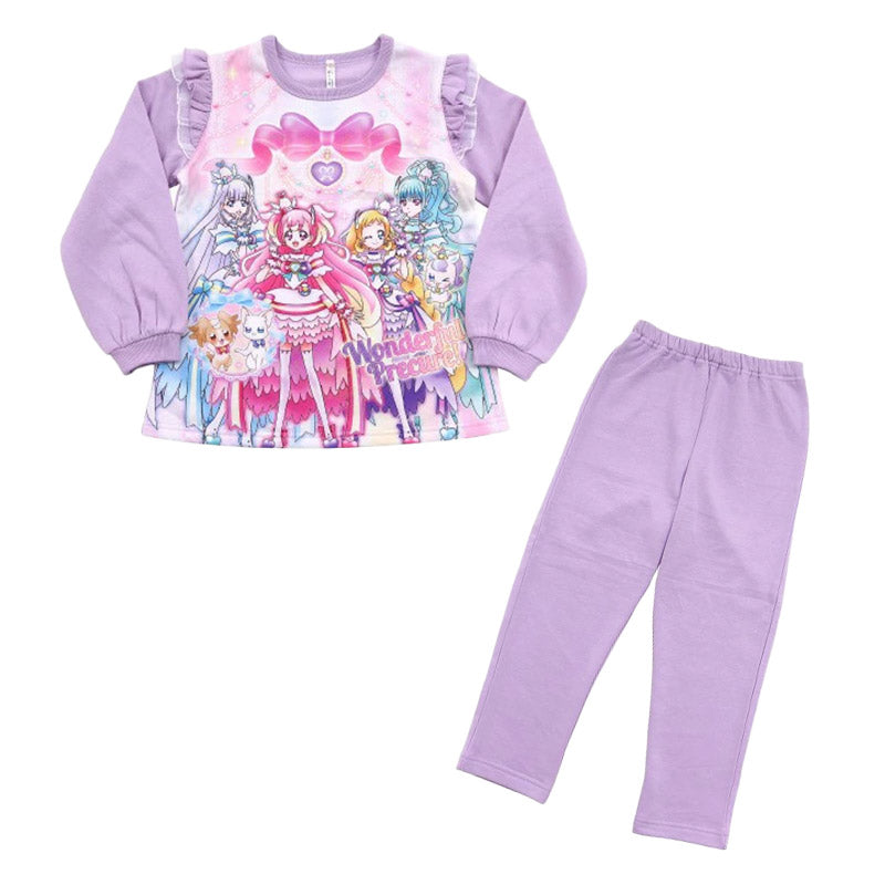 光るパジャマ プリキュア パジャマ 裏起毛 長袖 女の子 キッズ トレーナー 光る 冬 上下セット 100cm~130cm 110cm 120cm 女児 子供 わんだふるぷりきゅあ! ひろがるスカイ!プリキュア お泊り保育