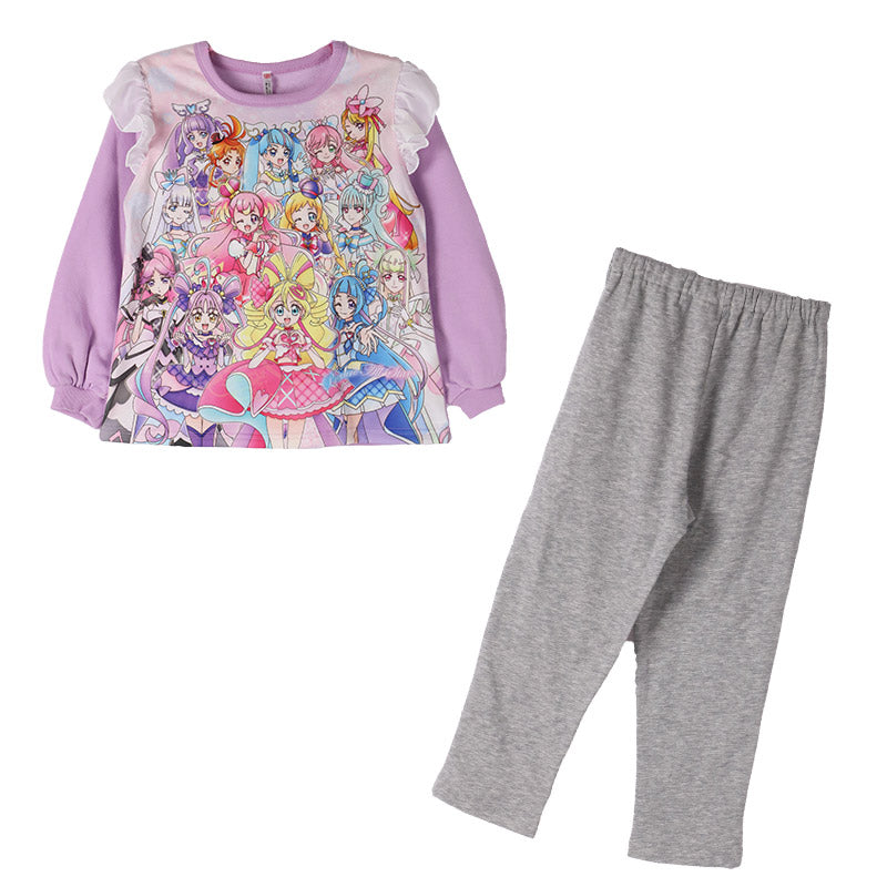 光るパジャマ プリキュア パジャマ 裏起毛 長袖 女の子 キッズ トレーナー 光る 冬 上下セット 100 110 120 130cm 女児 子供 キミとアイドルプリキュア お泊り保育 パジャマ上下 ルームウェア ルームウエア 部屋着 寝巻き 寝間着 女の子用 綿混 大人気