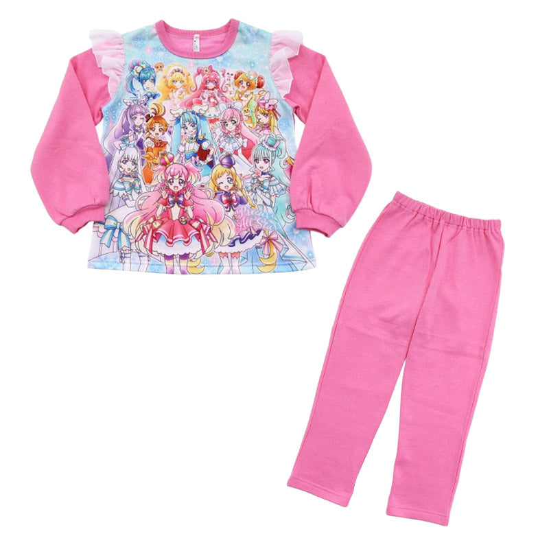 光るパジャマ プリキュア パジャマ 裏起毛 長袖 女の子 キッズ トレーナー 光る 冬 上下セット 100cm~130cm 110cm 120cm 女児 子供 わんだふるぷりきゅあ! ひろがるスカイ!プリキュア お泊り保育