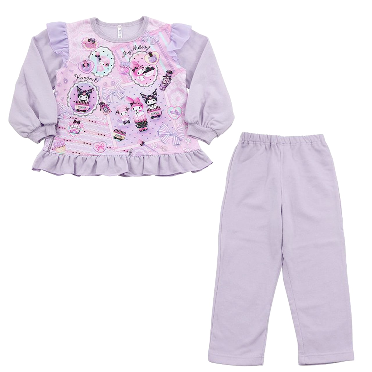 マイメロ クロミ パジャマ 長袖 トレーナー 光る 裏起毛 上下セット 100cm~130cm (110cm 120cm 女児 お泊り保育 光るパジャマ サンリオ) (在庫限り)