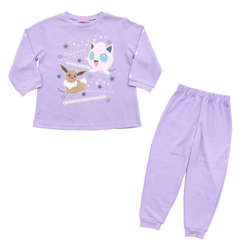 ポケモン パジャマ キッズ 長袖 女の子 上下セット 110cm~140cm (ピカチュウ イーブイ 子供 子ども 秋 秋冬 冬用 子供服 長ズボン 110 120 130 140 上下セット 保温性)