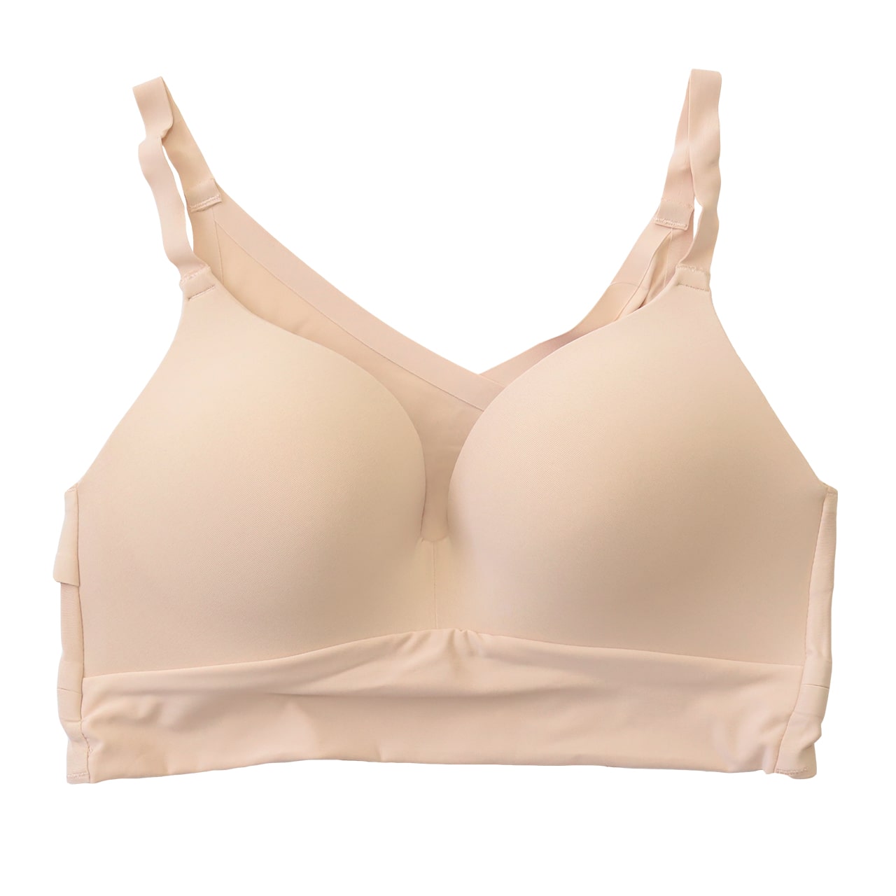 シームレスブラ 無縫製 バッククロス ブラジャー レディース M~LL (婦人 女性 ハーフトップブラ モールドブラ ノンワイヤー リラックス 楽 ラク 楽ちん) (在庫限り)