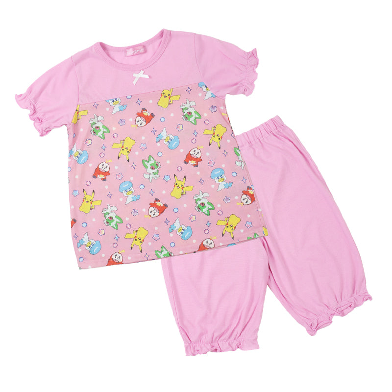 ポケモン パジャマ キッズ 半袖 半ズボン パジャマ セット 女の子 110cm~130cm 子供 子ども 綿 薄手 春夏 秋 夏用 子供服 110 120 130 上下セット ピカチュウ ニャオハ ホゲータ クワッス (在庫限り)