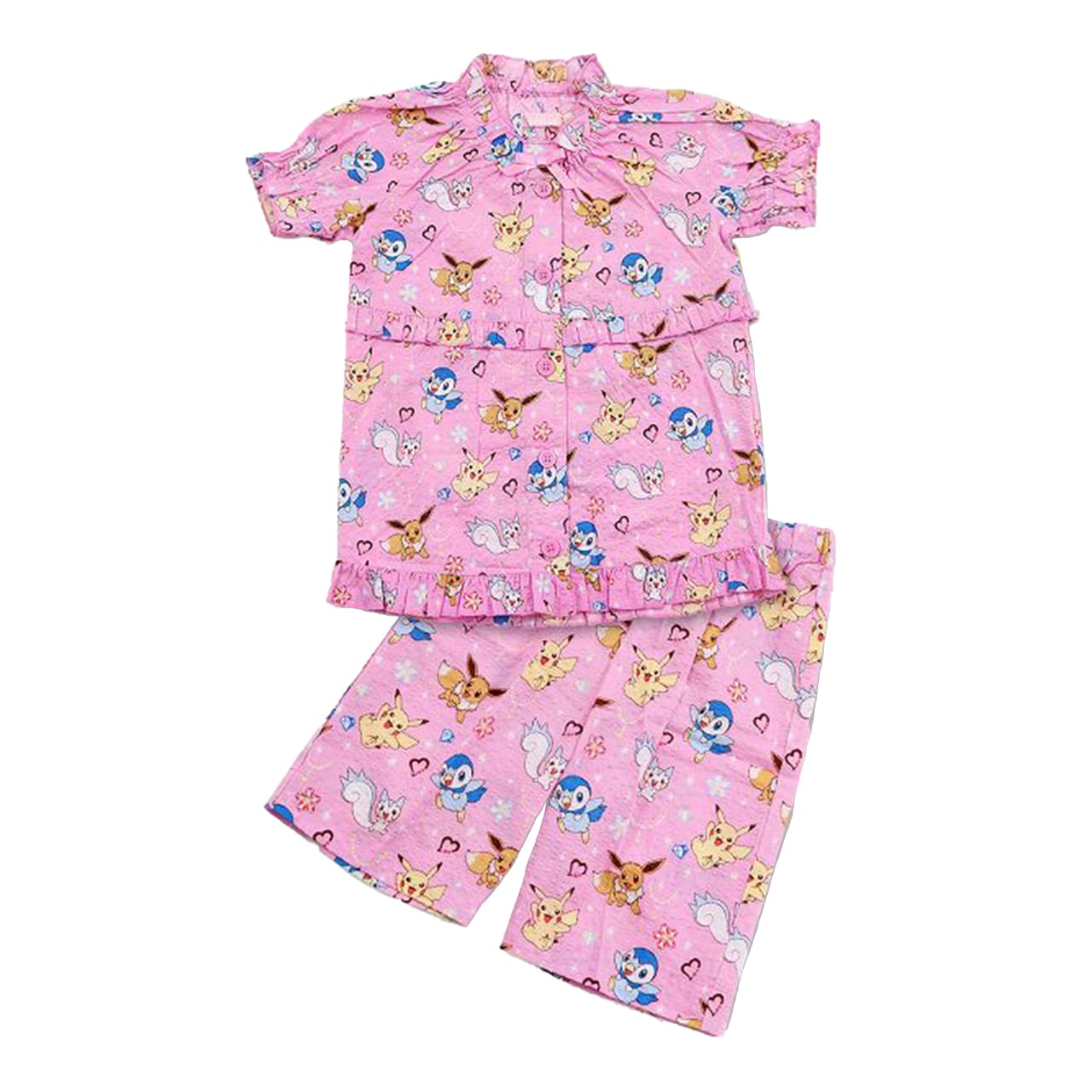 ポケモン パジャマ キッズ 半袖 女の子 夏 ポケットモンスター ピカチュウ 110cm~130cm 子供 子ども 薄手 夏用 春夏 子供服 110 120 130 上下セット (在庫限り)