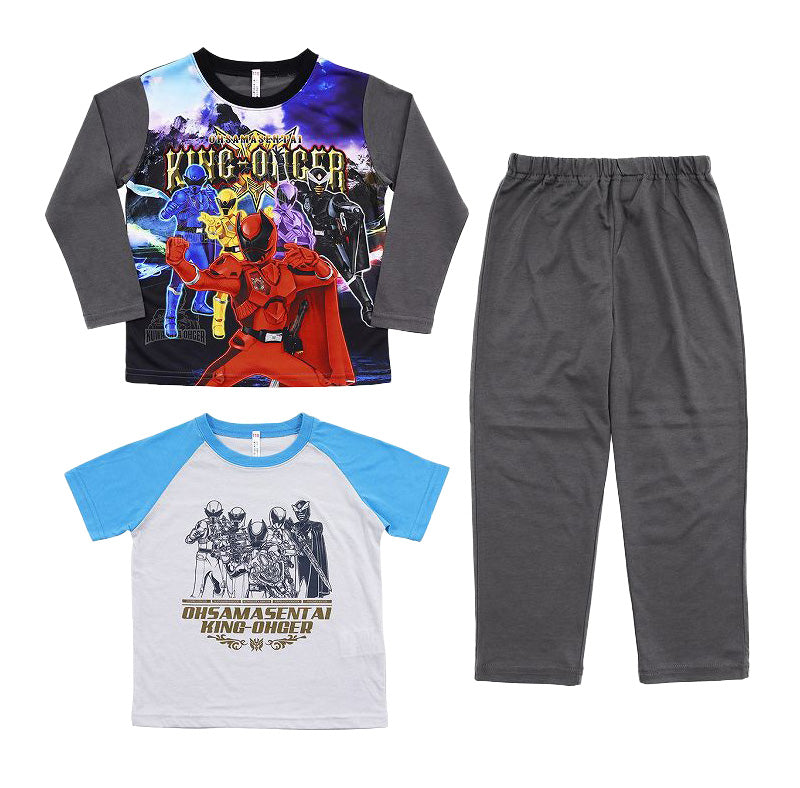 キングオージャー 光るパジャマ 半袖 長袖 キッズ パジャマ 男の子 上下セット 100~130cm 子供 110cm 王様戦隊キングオージャー ルームウェア 男児 子供服 春 秋 長ズボン (在庫限り)
