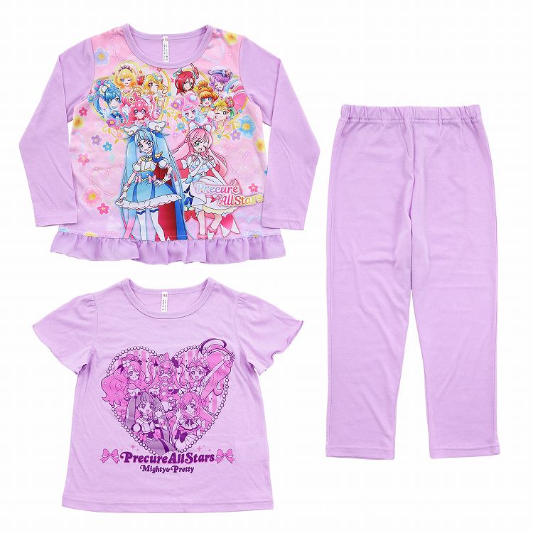 プリキュア パジャマ ひろがるスカイ!プリキュア 光るパジャマ 半袖 長袖 セット 100cm~130cm (ひろがるスカイ オールスターズ 110cm 120cm 女児 女の子 お泊り保育 光る ひろがるスカイ!プリキュア パジャマ) (在庫限り)