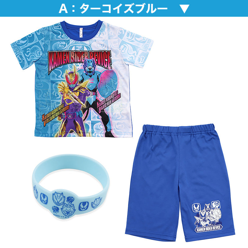 仮面ライダーリバイス パジャマ 光るパジャマ 半袖 光る 上下セット 100cm~130cm (リバイス 仮面ライダー 110cm 120cm 男児 入園祝い 入園準備) (在庫限り)