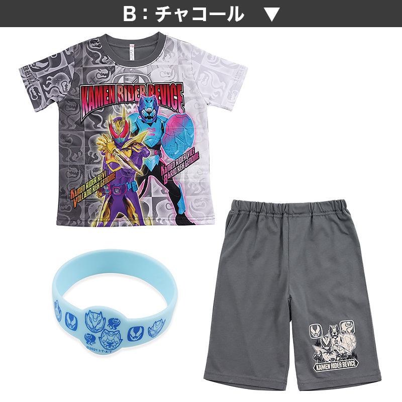 仮面ライダーリバイス パジャマ 光るパジャマ 半袖 光る 上下セット 100cm~130cm (リバイス 仮面ライダー 110cm 120cm 男児 入園祝い 入園準備) (在庫限り)