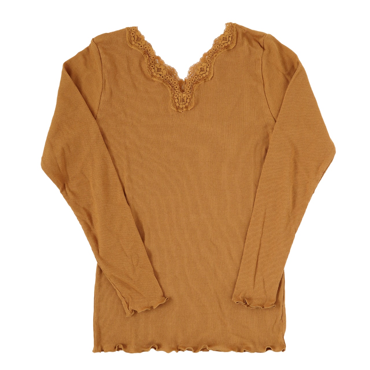 長袖シャツ インナー レディース 8分袖インナー 長袖 綿100 リブ コットン レース M~LL (長袖インナー 下着 肌着 婦人) (在庫限り)