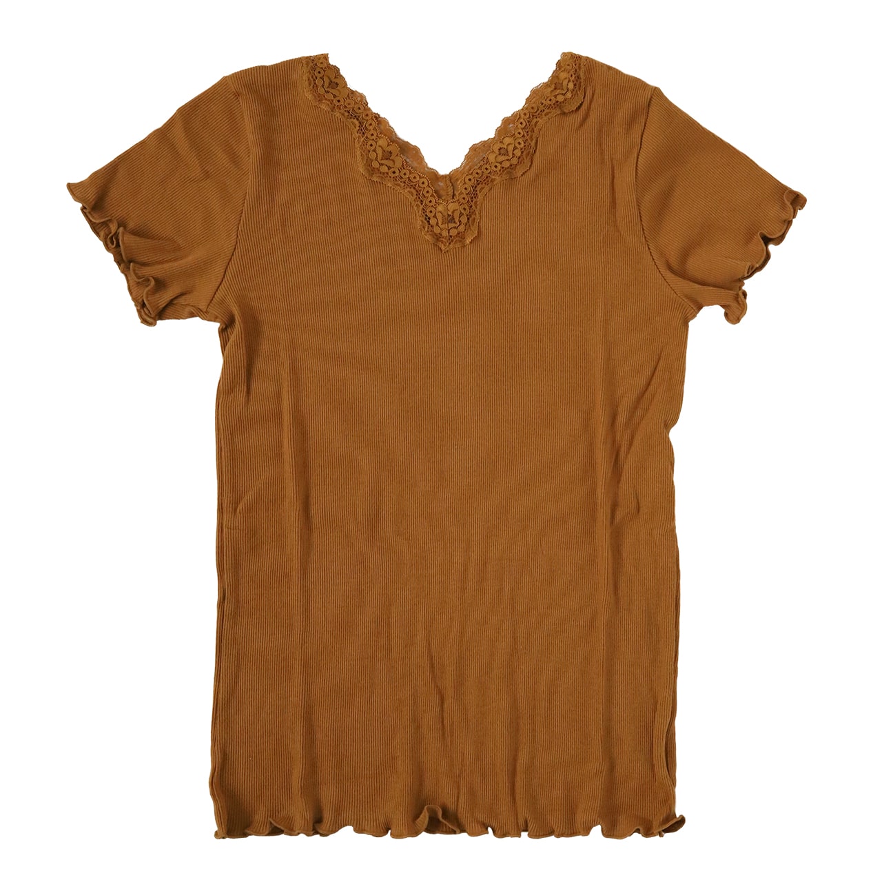 半袖シャツ インナー レディース 2分袖インナー 半袖 綿100 リブ コットン レース M~LL (下着 肌着 婦人) (在庫限り)