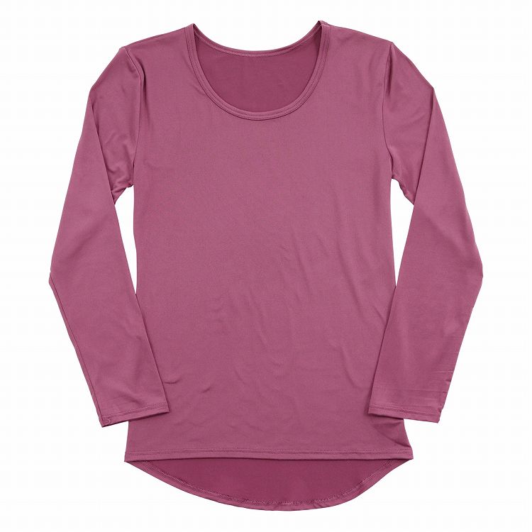 レディース 肌着 長袖 インナー 無地 丸首 両起毛 後ろ丈長め S~3L (裏起毛 あったかインナー 起毛 暖かい カットソー トップス 防寒 冷えとり 冬 アンダーウェア 肌着 S M L LL 3L) (在庫限り)