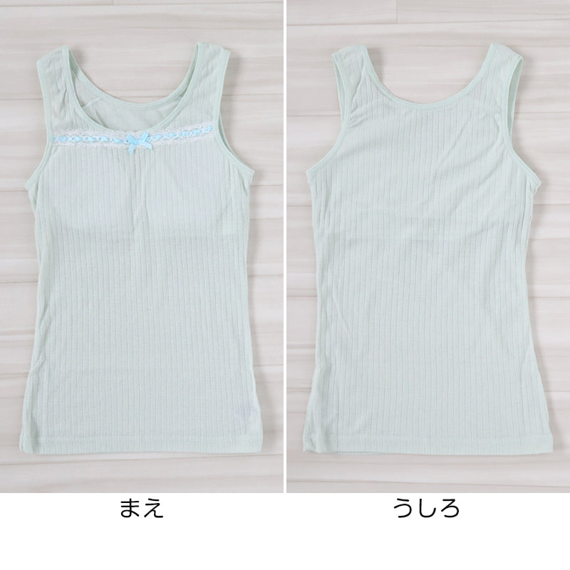タンクトップ カップ付き タンク リブ インナー 女児 インナーシャツ 下着 140cm~160cm (ジュニア ブラトップ カップ付タンクトップ 小学生 パッド 肌着 140 150 160) (在庫限り)