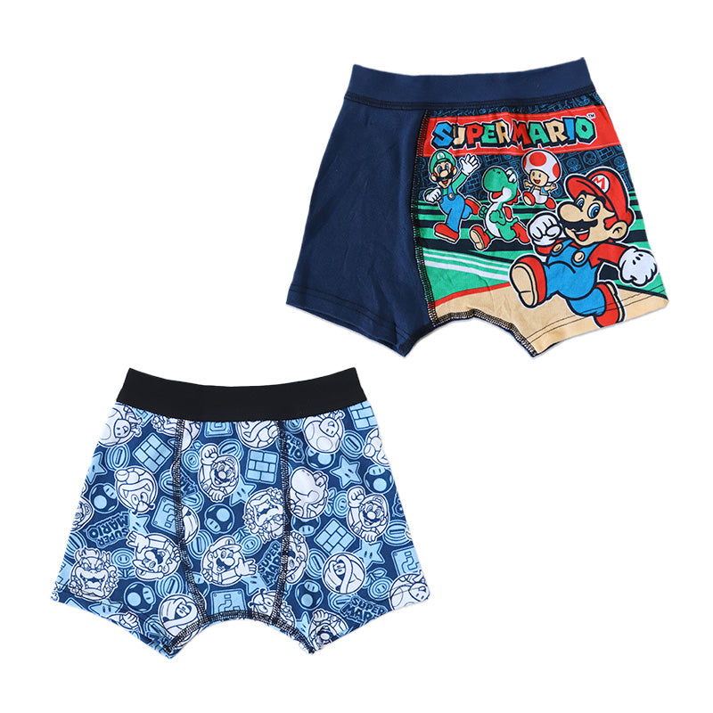キッズ ボクサーブリーフ マリオ 男の子 ボクサーパンツ スーパーマリオ 2枚組 100cm~130cm ルイージ ヨッシー クッパ 100cm 110cm 120cm 130cm 子供 下着 おとこのこ 男児 入園祝い