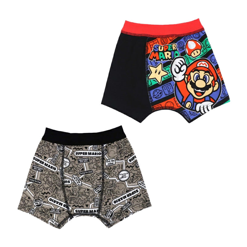キッズ ボクサーブリーフ マリオ 男の子 ボクサーパンツ スーパーマリオ 2枚組 100cm~130cm ルイージ ヨッシー クッパ 100cm 110cm 120cm 130cm 子供 下着 おとこのこ 男児 入園祝い