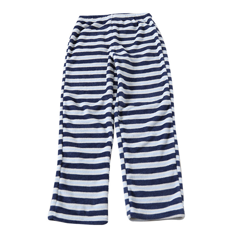 パジャマ パンツ ルームウェア メンズ マイクロファイバー M~LL (紳士 暖かい もこもこ ふわふわ ルームパンツ ズボン 部屋着 フリース フリースパンツ 冬 ボーダー 冷え防止) (在庫限り)