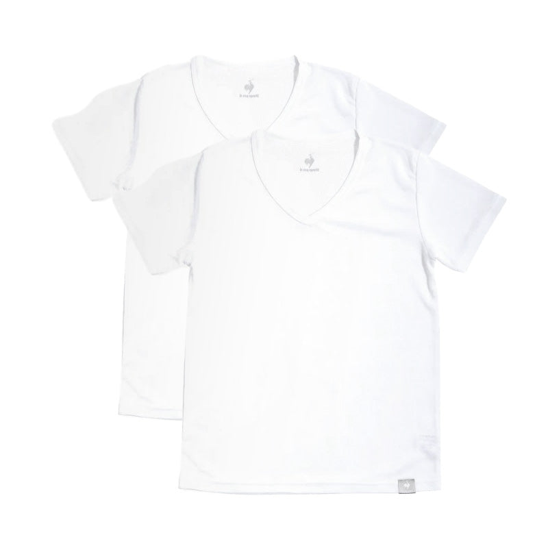 キッズ 半袖シャツ メッシュ vネック 男の子 子供 肌着 ルコック 2枚組 130cm~170cm tシャツ 速乾 v首 下着 インナー 夏 運動 スポーツ 白 黒 (在庫限り)