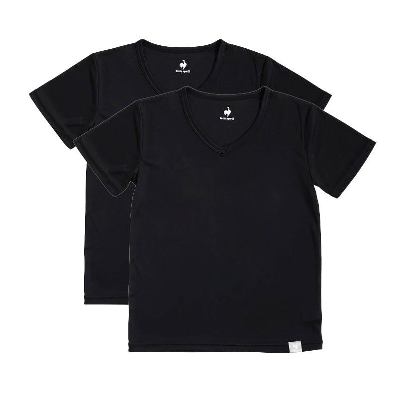 男児 半袖 シャツ V首 Vネック 2枚組 肌着 下着 ルコック メッシュ 無地 UVカット 通気性 速乾 乾きやすい ドライ 蒸れにくい 紫外線対策 男の子 ボーイズ 白 黒 ホワイト ブラック tシャツ 夏 運動 スポーツ le coq sportif 130 140 150 160 170cm