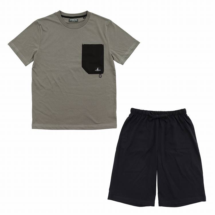 メンズ パジャマ 紳士 防虫 キャプテンスタッグ 防虫加工 半袖 半ズボン 上下セット M~LL (ルームウェア ナイトウェア 夏 春 部屋着 上下 男性 アウトドア アウトドアブランド) (在庫限り)