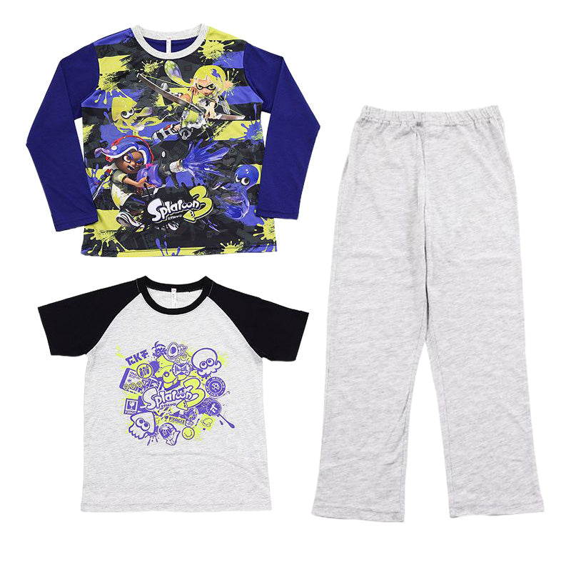 スプラトゥーン3 光るパジャマ 半袖 長袖 キッズ 男の子 上下セット 120~140cm 子供 120 130 140 子供服 春 秋 長ズボン スプラトゥーン スプラ ルームウェア 男児 ジュニア お泊り保育 (在庫限り)