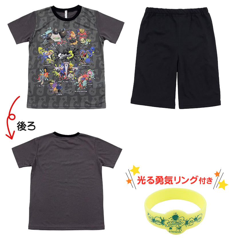 光るパジャマ 半袖 キッズ パジャマ 男の子 スプラトゥーン3 子供 120cm~140cm 子供服 夏 120 130 140 子ども服 上下セット 半ズボン ルームウェア 部屋着 男児 入園祝い 入園準備 (在庫限り)