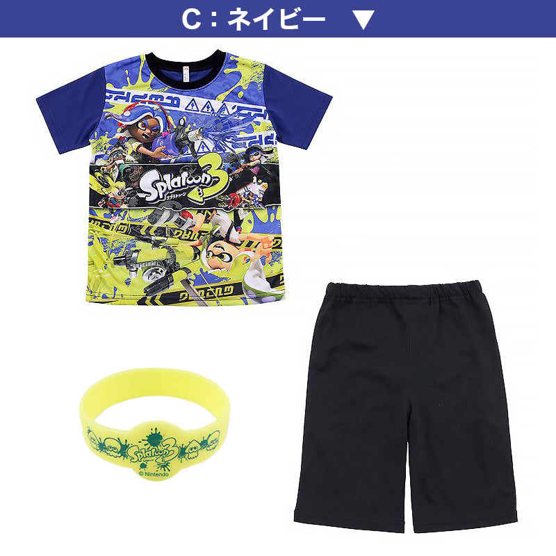 光るパジャマ 半袖 キッズ パジャマ 男の子 スプラトゥーン3 子供 120cm~140cm 子供服 夏 120 130 140 子ども服 上下セット 半ズボン ルームウェア 部屋着 男児 入園祝い 入園準備 (在庫限り)