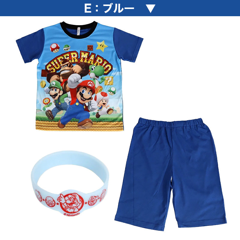 スーパーマリオ 光るパジャマ 男の子 半袖 キッズ パジャマ マリオ ヨッシー 光る 上下セット 110cm~130cm 子供 ルームウェア 部屋着 子供服 夏 男児 入園祝い 入園準備 110 120 130