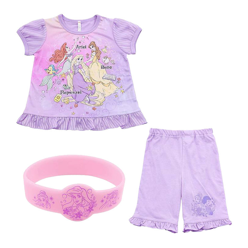 ディズニープリンセス 光るパジャマ 半袖 上下セット 100cm~130cm ( ラプンツェル アリエル ベル 女の子 お泊り保育 光るパジャマ 100 110 120 130 )