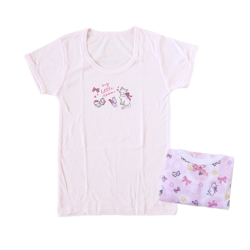 女児 インナー 半袖 綿 3分袖スリーマ キッズ 半袖シャツ 2枚組 110cm~140cm 子供 下着 シャツ 女の子 3分袖スリーマー セット 100 110 120 130 140