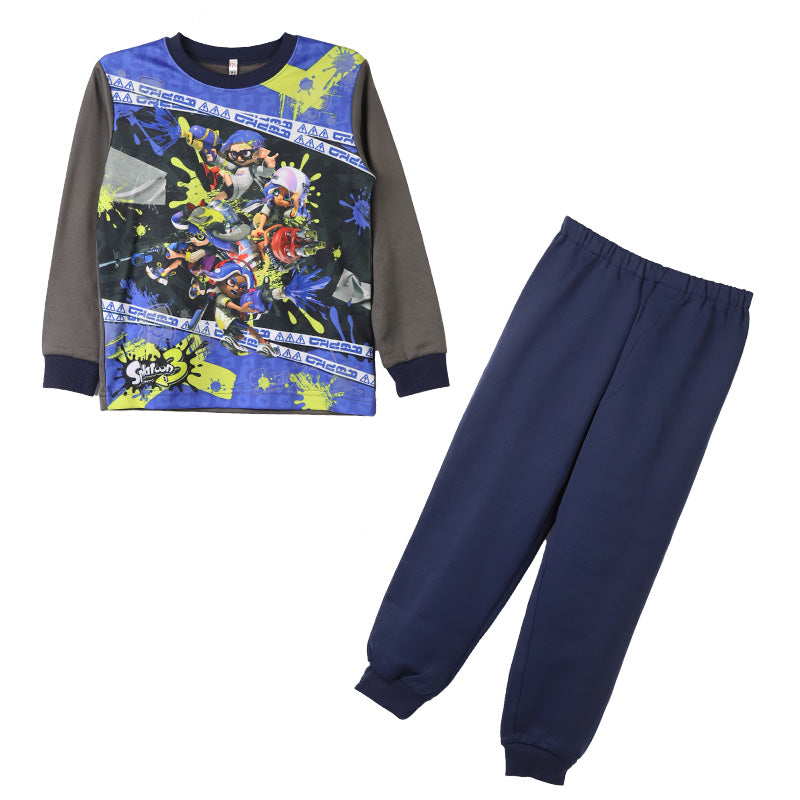 光るパジャマ スプラトゥーン パジャマ 長袖 キッズ スプラトゥーン3 上下セット 110 120 130 140 cm 子供 男の子 子供服 春 秋 スプラ トレーナー 光る ジュニア 男児 お泊り スプラトゥーン3 光るパジャマ パジャマ上下 ルームウェア ルームウエア 部屋着 寝巻き 綿混 (在庫限り)
