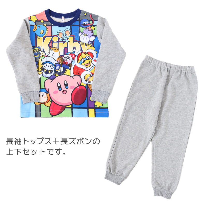 光るパジャマ 星のカービィ 長袖 男の子 キッズ パジャマ トレーナー ルームウェア 秋 冬 春 上下セット 110cm~140cm カービィー 子ども 男児 光る 120cm 130cm ジュニア お泊り 子供服