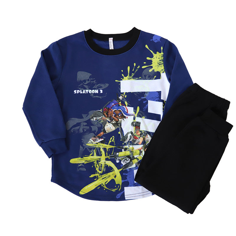 光るパジャマ スプラトゥーン パジャマ 裏起毛 長袖 男の子 スプラトゥーン3 上下セット 110cm~140cm キッズ ジュニア 冬用 男児 子供 スプラ トレーナー 光る 120cm 130cm お泊り