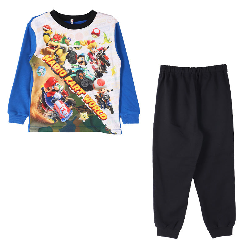 光るパジャマ マリオ パジャマ 裏起毛 長袖 男の子 キッズ スーパーマリオ 冬 110 120 130 140cm 子供 トレーナー 上下セット 光る お泊り ルームウェア ルームウエア 部屋着 寝巻き 寝間着 綿混 暖かい