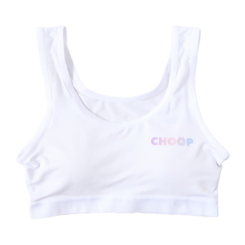 キッズ ハーフトップ インナー 女の子 ファーストブラ 速乾 ドライ カップ付きインナー ジュニアブラ 白 肌着 カップ付き 下着 150cm~165cm ジュニア ファーストブラジャー 小学生 CHOOP スクールインナー 150 160 165